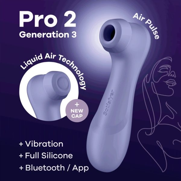 SATISFYER PRO 2 GENERATION 3 WITH LIQUID AIR - LILLA - BLUETOOTH/APP