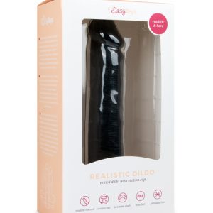 EASYTOYS REALISTISK SORT DILDO MED SUGEKOP 20,5CM