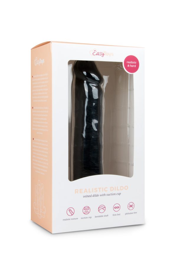 EASYTOYS REALISTISK SORT DILDO MED SUGEKOP 20,5CM