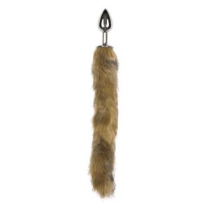EASYTOYS FOX TAIL PLUG SILVER - ELEGANT METAL PLUG MED BLØD BRUN RÆVEHALE
