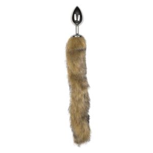 EASYTOYS FOX TAIL PLUG SILVER – EKSLUSIV SØLVFARVET PLUG MED BLÆD LYSEBRUN RÆVEHAVE